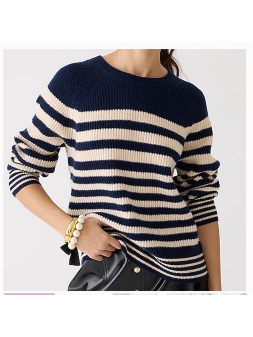J. Crew 100% Cashmere Striped Boxy Crewneck Sweater Sz Medium